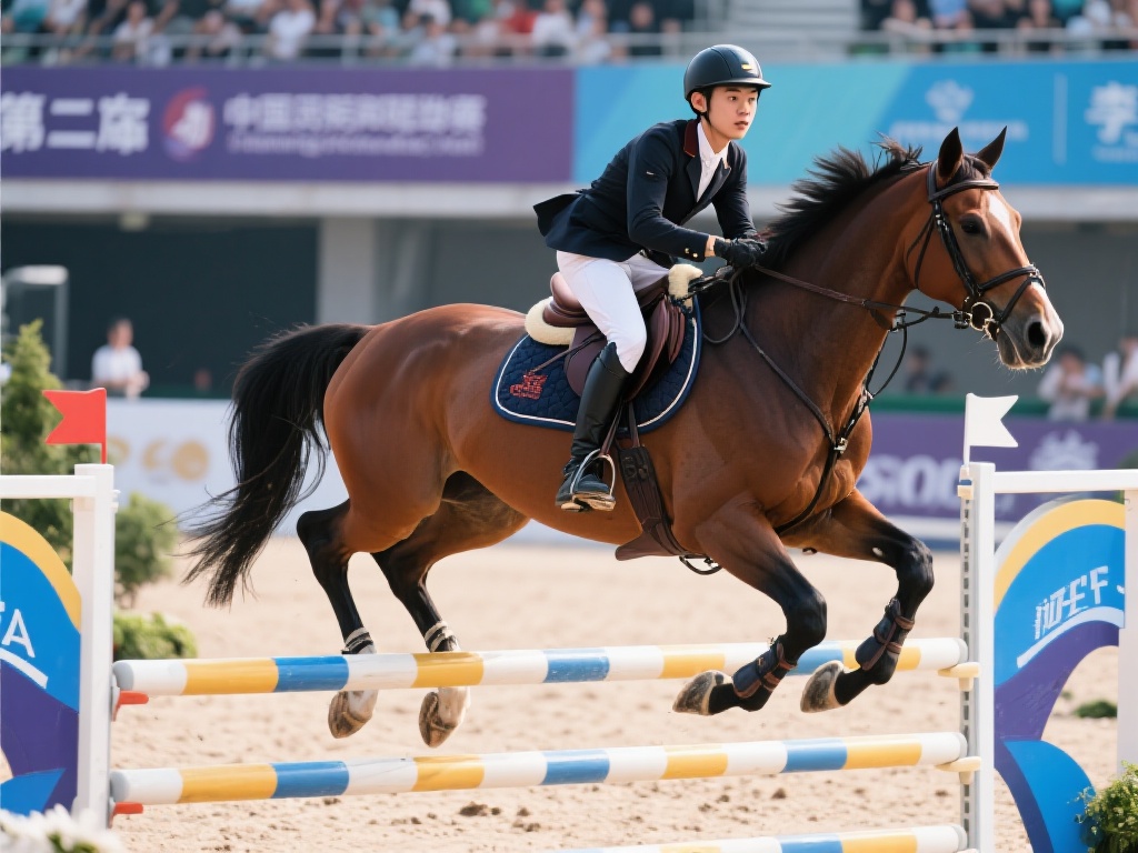 2025上海浪琴环球马术冠军赛战火正燃 在今年的比赛中,一位年轻的中国骑手李明(